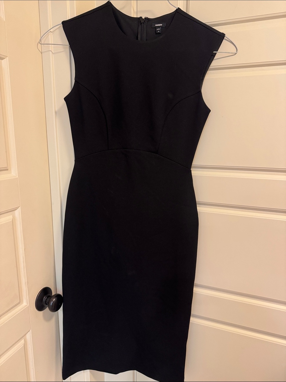 Express Black Cap-Sleeve Sheath Dress